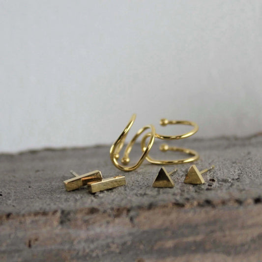 Joy Waterproof Mini Post & Cuff Earrings. 18K gold plating. Danish Copenhagen