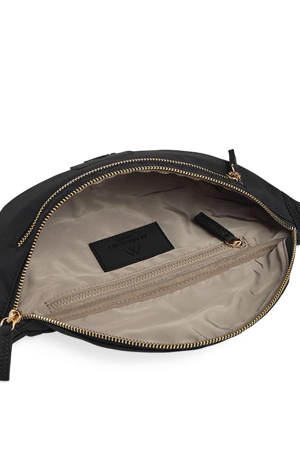 CargoMBG Bum bag belt bag. Unisex. Black w/gold. Recycled polyester. Markberg