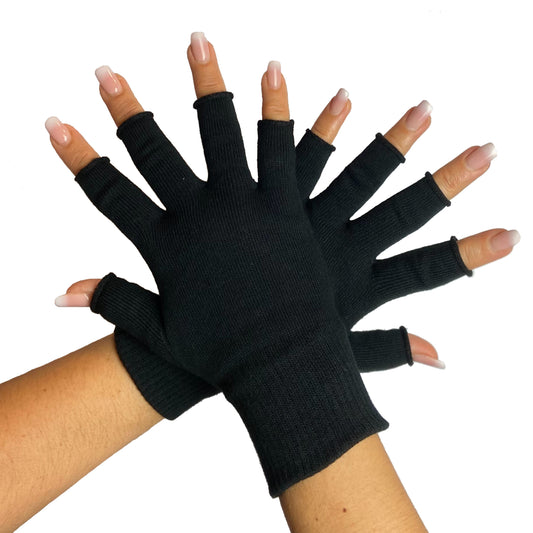 Therapeutic Fingertip Free Gloves. Unisex. Thin. Black. ReflexWear