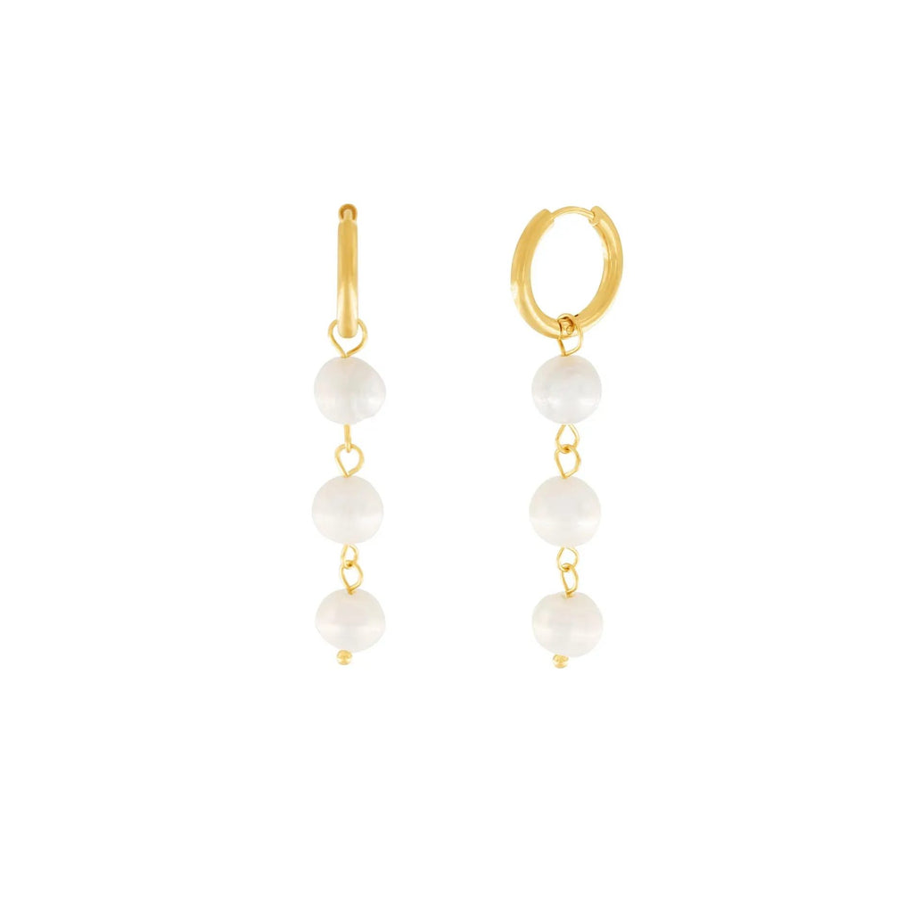 Joy Long Pearl Chain øreringe. 18K guld plating. Dansk Copenhagen