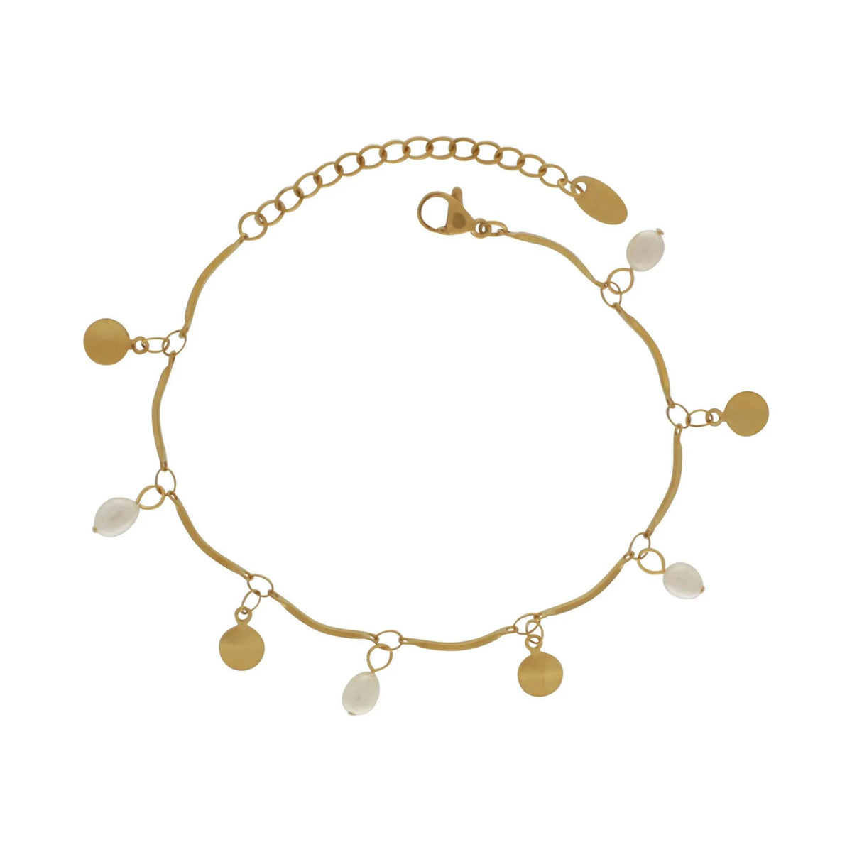Joy Coin and Pearl bracelet. Waterproof. 18 K. gold plated. Dansk Copenhagen