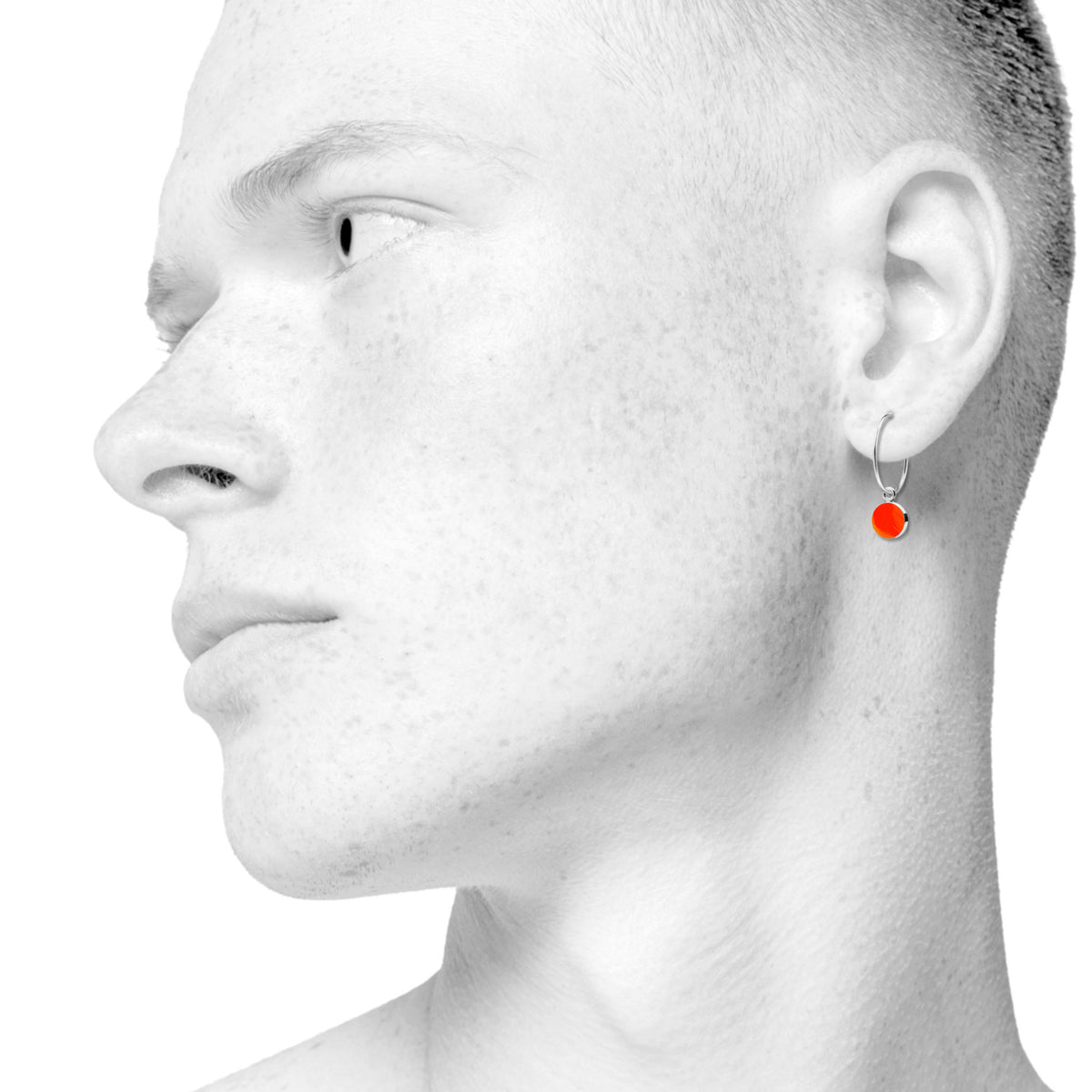 Sign creol earrings. Neon orange. Sterling silver. Scherning Copenhagen