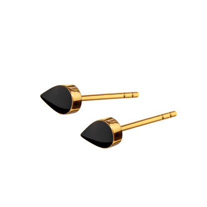 Sign Tiny Drop earrings. Black. Gold plated. Scherning Copenhagen