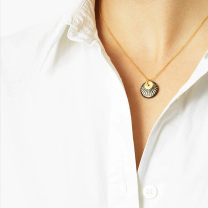 Splash Duo necklace. Black. Gold plated. Scherning Copenhagen