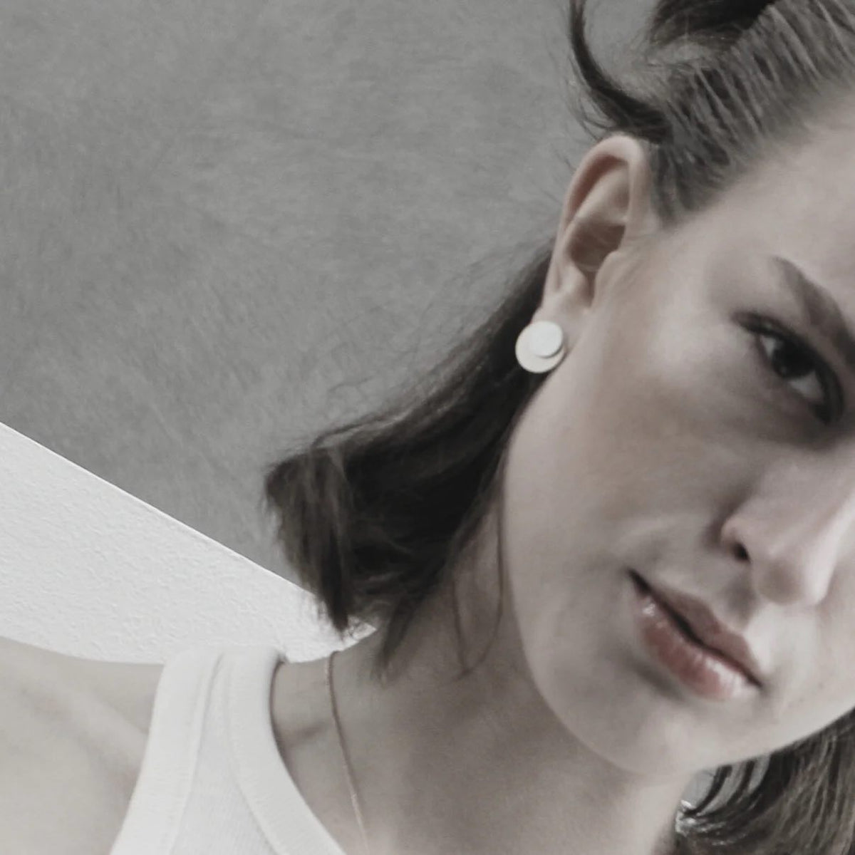 Theia 2 tone Post earrings. Silver and gold. Danish Copenhagen