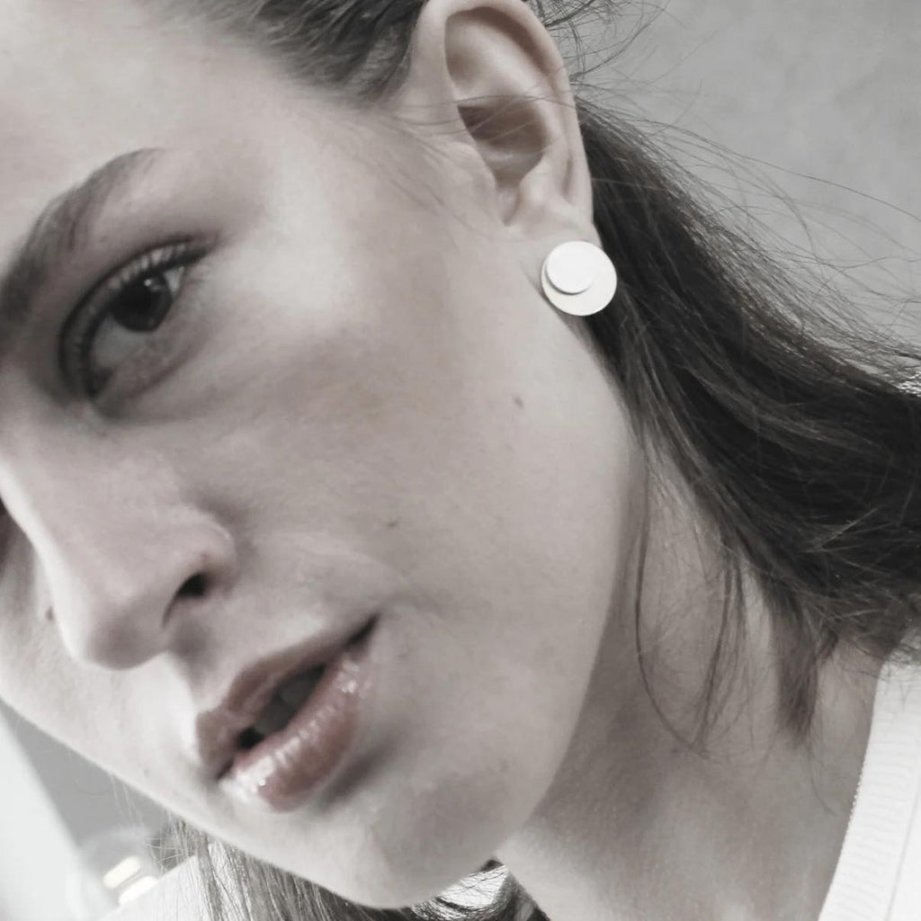 Theia 2 tone Post earrings. Silver and gold. Danish Copenhagen