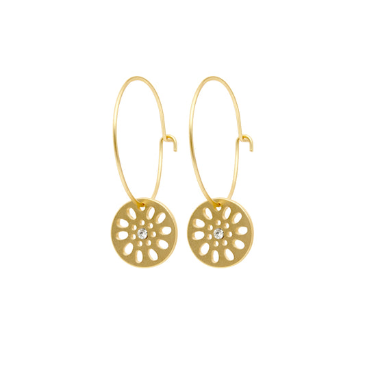 Daisy Hoop Earrings. Gold plated. Danish Copenhagen