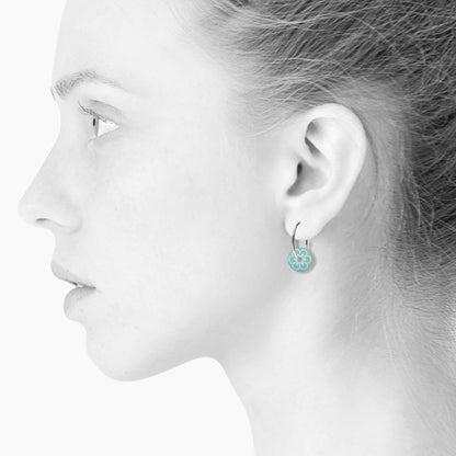 Flora small creole earrings. Silver. Aquamarine green. Scherning Copenhagen