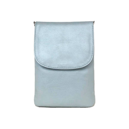 Mobile bag with strap Skagen. Genuine leather. Light blue mint. Cosystyle