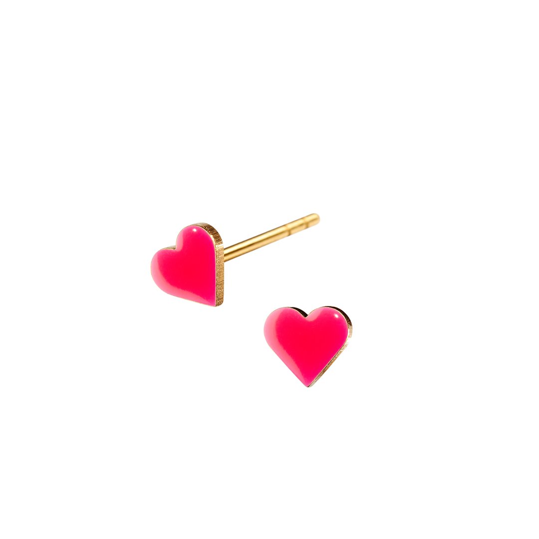 Tiny Heart ørestikker. Neon Rose . Forgyldt. Scherning København